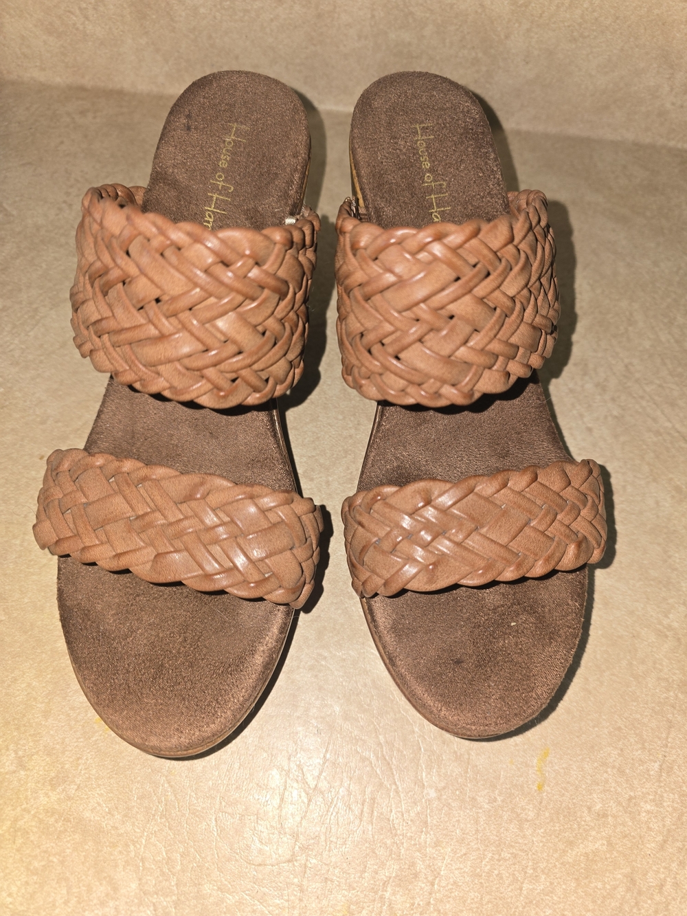 House of Harlow 1960 Women’s Tan Braided Slide Sandals